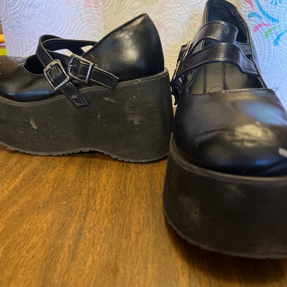 Mary Jane platform shoes.